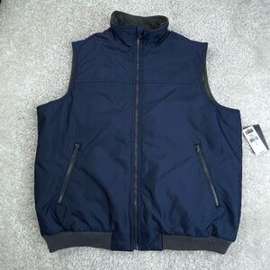 NEW Chaps Men’s Fleece Lined Zip Up Vest Collegiate Navy Layer Warm Preppy L
